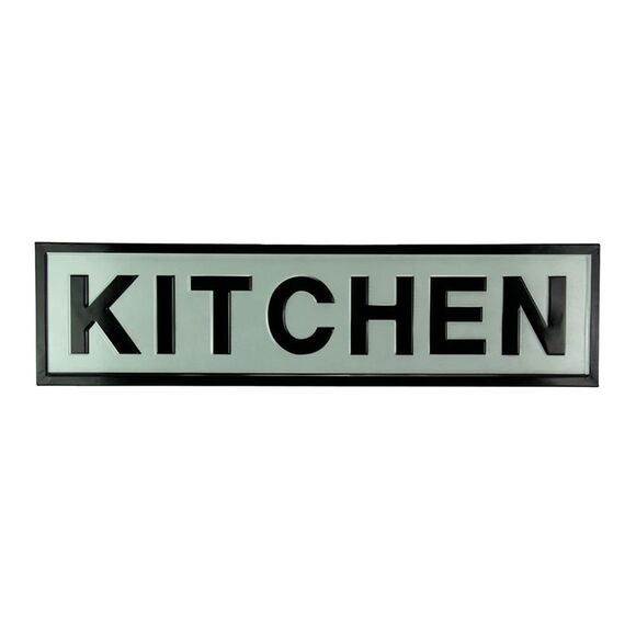 Black and White Stamped Metal Kitchen Wall Hanging - Picture 1 of 4